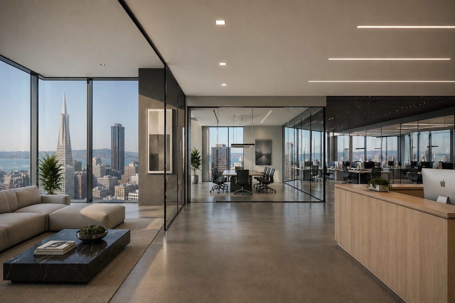 Modern San Francisco office with skyline view